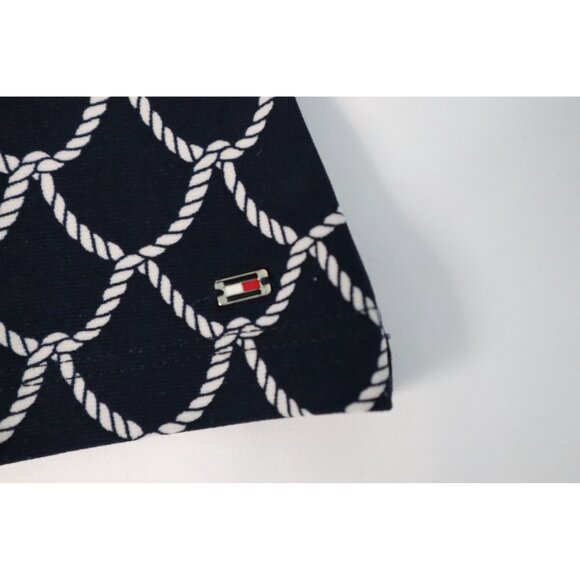 Tommy Hilfiger Women's Navy Sleeveless Top with Rope Pattern & Lace-Up Neckline - Picture 6 of 9